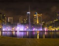 Colourful fountain in the night with nobody, Kuala Lumpur city c Royalty Free Stock Photo