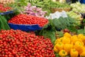 Colourful fresh organic vegetables on the farmers market stall Royalty Free Stock Photo