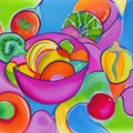 Colourful fruit bowl illustration