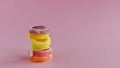 Colourful fruit Jelly candy on pink background