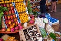 A colourful fruit and vegetable stand at a market Royalty Free Stock Photo