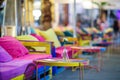 Colourful garden terace town table relax rainbow Royalty Free Stock Photo