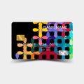 Colourful geometric credit card design.