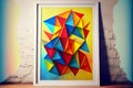 Colourful geometric design art in color colour pencil on paper sketch drawing idea