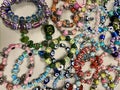 Colourful glass beads bracelets Royalty Free Stock Photo