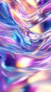 Colourful glossy holographic background design. Texture with smooth flowing wavy pattern and light reflection effect