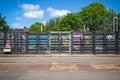 Colourful graffiti on a row of shipping containers around Kensal Rise area in London