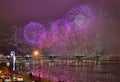 Colourful grand fireworks devoted to end of Year 2017 Royalty Free Stock Photo