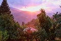 After Storm Sunset, Greek Mountain Village Royalty Free Stock Photo