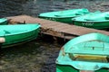 Colourful green fishing boats