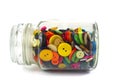 Colourful haberdashery buttons in a glass jar Royalty Free Stock Photo