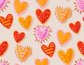 Colourful Hand Drawn Hert pattern love heart texture lovely Seamless pattern
