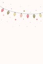 Colourful hand drawn string of lights. Christmas background. Vector Royalty Free Stock Photo