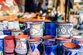 Colourful hand made cups and plates,imsouane,morocco