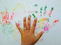 Colourful Hand print on wall Royalty Free Stock Photo