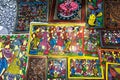 Colourful handicrafts are being prepared for sale in Pingla village. Royalty Free Stock Photo