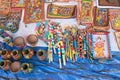 Colourful handicrafts are being prepared for sale in Pingla village. Royalty Free Stock Photo