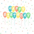 Colourful happy birthday baloons, vector illustration