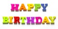 Colourful Happy Birthday Capital Letters in White Background Royalty Free Stock Photo