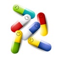 Colourful Happy Pills Medications Royalty Free Stock Photo