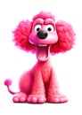 Colourful Happy Pink Poodle Generative AI Illustration