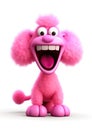 Colourful Happy Pink Poodle Generative AI Illustration