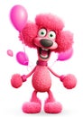 Colourful Happy Pink Poodle Generative AI Illustration