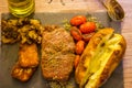 Colourful, healthy foods, busy lifestyle for the working man, Steak, cooked in Organic Olive Oil, Oregano, Oven