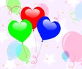 Colourful Heart Balloons Mean Romantic Party Or