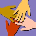 Colourful Helping Hands Teamwork