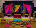 Colourful wedding stage for henna party Royalty Free Stock Photo