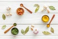 Colourful herbs spices and flavoring for cooking Royalty Free Stock Photo