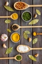 Colourful herbs spices and flavoring for cooking