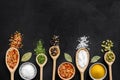 Colourful herbs spices and flavoring for cooking Royalty Free Stock Photo