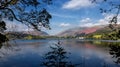 Colourful hills and reflections in Grasmere Lake in the Lake District, Cumbria,