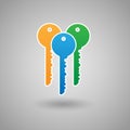 Colourful home keys, isolated design, vector illustration