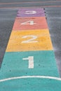 A colourful hopscotch game