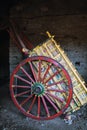 Colourful Horse carriage with red wheels Royalty Free Stock Photo