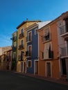 Colourful house building facades architecture in Villajoyosa La Vila Joiosa at Costa Blanca Alicante Valencia Spain Royalty Free Stock Photo