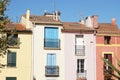 Colourful house fronts in Collioure, France Royalty Free Stock Photo