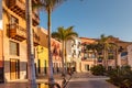 Colourful houses, palm on street Puerto de la Cruz town Tenerife Canary Islands Royalty Free Stock Photo