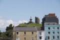 Colourful houses and Prince Albert monument in Tenby, South Wales