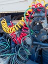 Colourful Hydraulic Lines on Old Truck Royalty Free Stock Photo