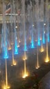 Colourful illuminated light fountain at night