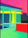 Colourful impressionist oil painting of a building - AI generated