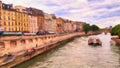 Seine River, Paris, France, Oil Painting Style