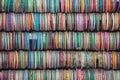 Colourful Indian Bangles.Rows of bangles at a street side shop Royalty Free Stock Photo