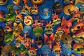 Colourful indigenous masks in Otavalo Ecuador