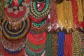 Colourful indigenous micro bead necklaces in Ecuador
