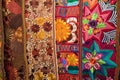 Colourful indigenous textiles in Otavalo Ecuador